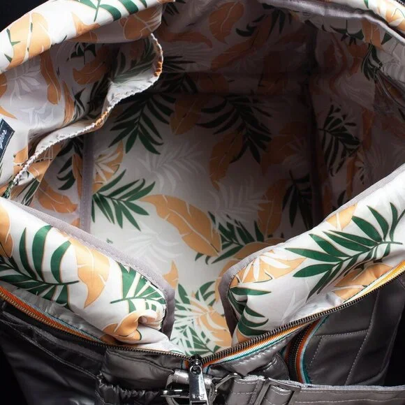 Lug Drifter Quilted Silver Tote Bag With Double Zipper Closure & Multi-Pockets - Picture 7 of 12